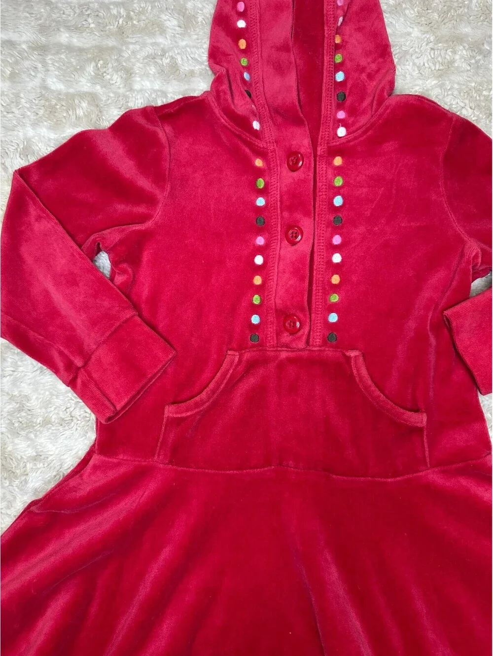 Vintage Gymboree Cupcake Cutie crimson velour hooded skater dress Size 4 festive